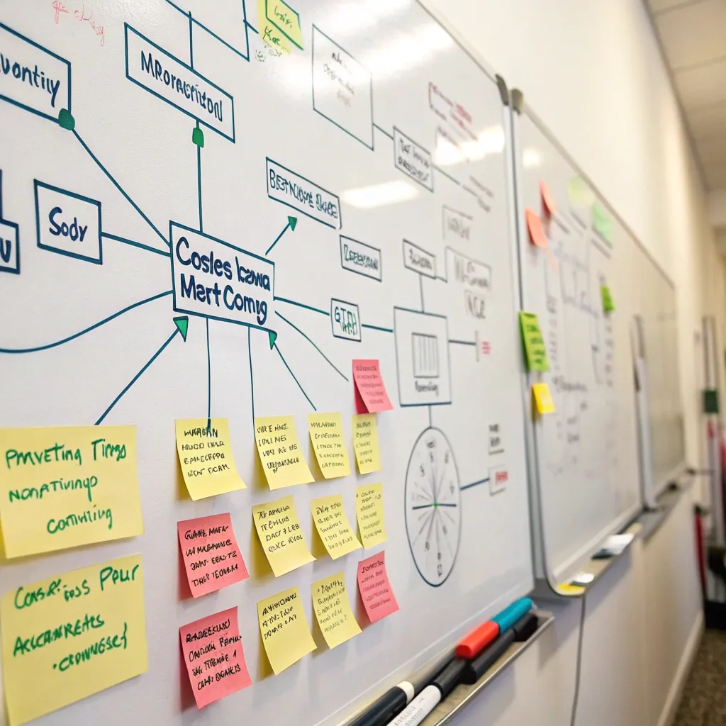 Content marketing strategy diagram on whiteboard