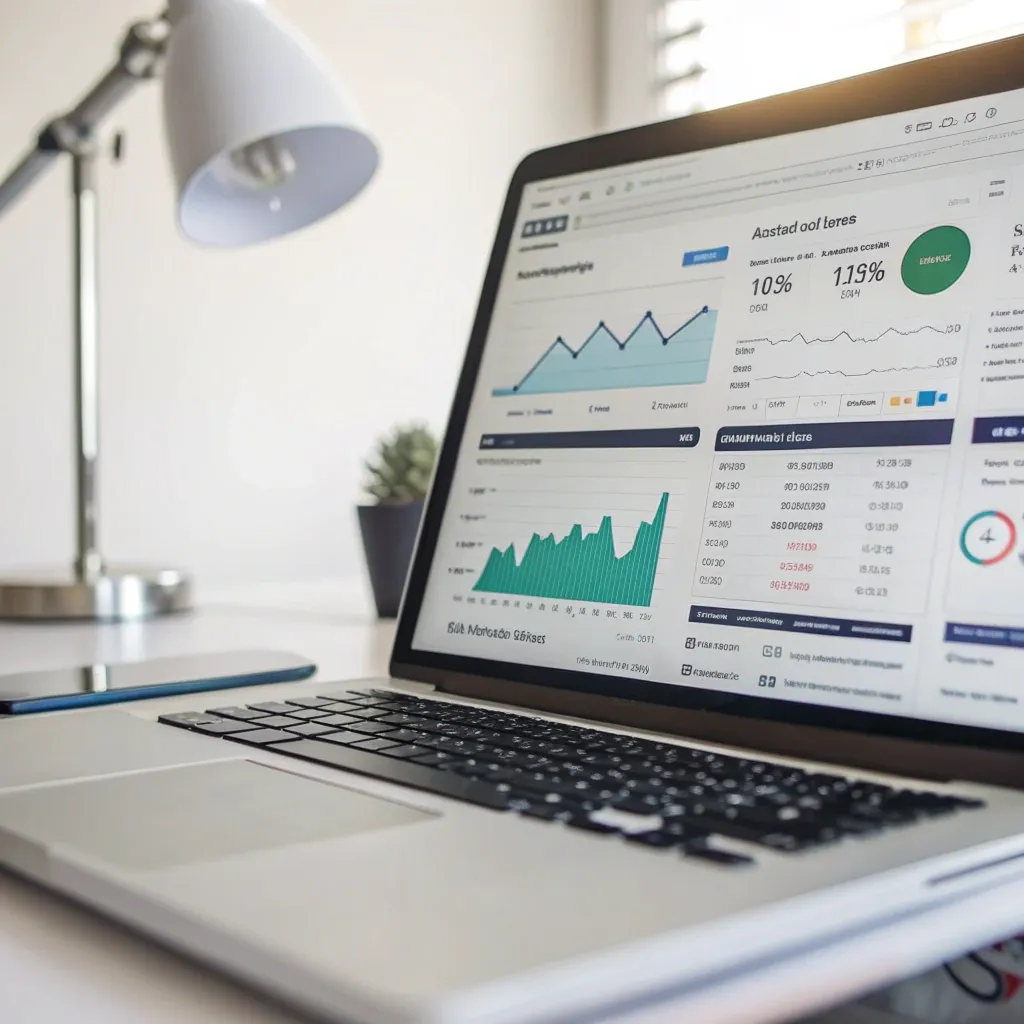 Laptop displaying SEO analytics on screen